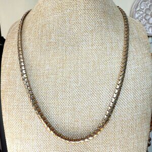 Monet Gold-Tone Herringbone Chain Necklace 18" Vintage Jewelry For Women